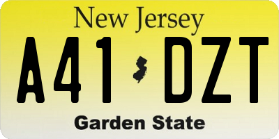 NJ license plate A41DZT