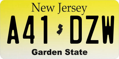 NJ license plate A41DZW