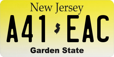 NJ license plate A41EAC
