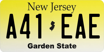 NJ license plate A41EAE