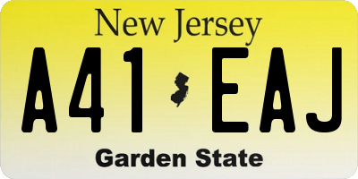 NJ license plate A41EAJ