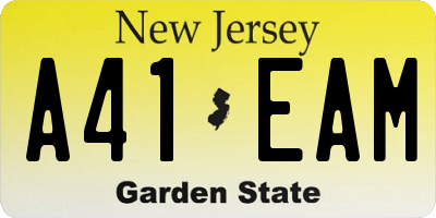 NJ license plate A41EAM