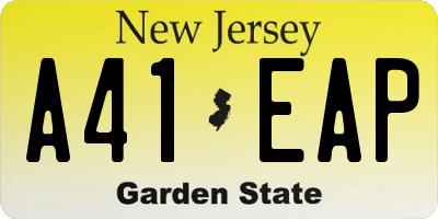 NJ license plate A41EAP