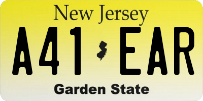 NJ license plate A41EAR