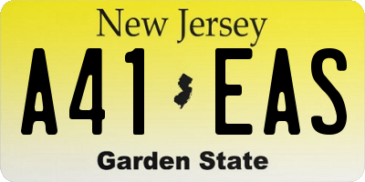 NJ license plate A41EAS