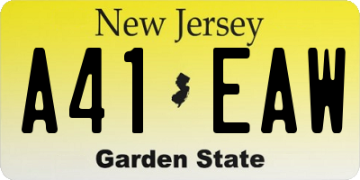 NJ license plate A41EAW