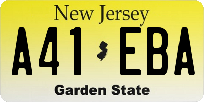 NJ license plate A41EBA