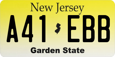 NJ license plate A41EBB