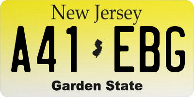 NJ license plate A41EBG