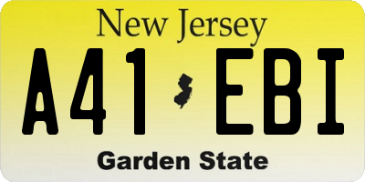 NJ license plate A41EBI