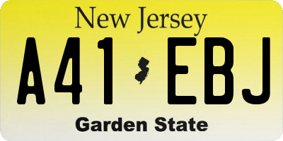 NJ license plate A41EBJ