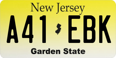 NJ license plate A41EBK