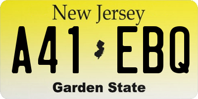 NJ license plate A41EBQ