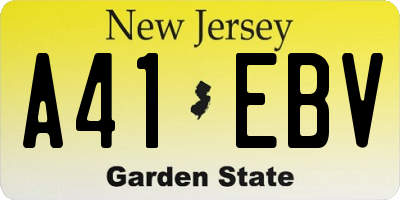 NJ license plate A41EBV