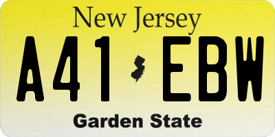 NJ license plate A41EBW
