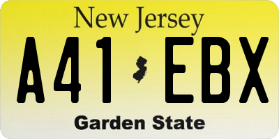 NJ license plate A41EBX