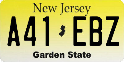 NJ license plate A41EBZ