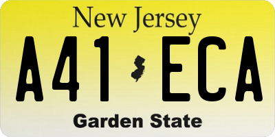 NJ license plate A41ECA