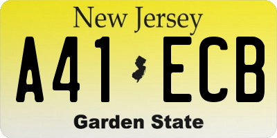 NJ license plate A41ECB