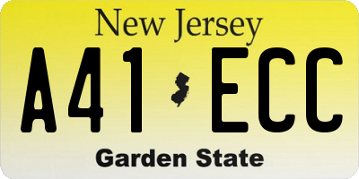 NJ license plate A41ECC
