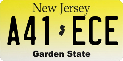 NJ license plate A41ECE