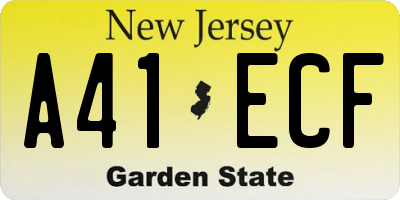 NJ license plate A41ECF