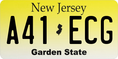 NJ license plate A41ECG