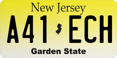NJ license plate A41ECH