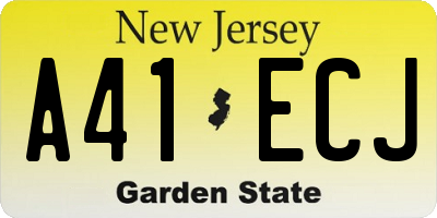 NJ license plate A41ECJ