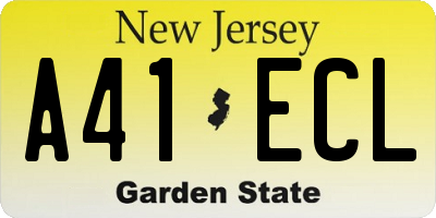 NJ license plate A41ECL