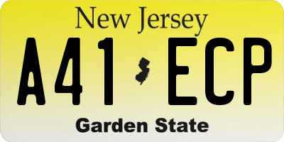 NJ license plate A41ECP