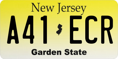 NJ license plate A41ECR