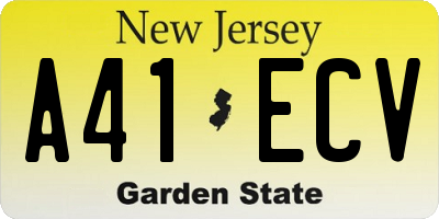 NJ license plate A41ECV