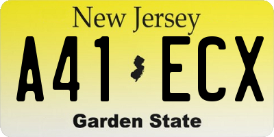 NJ license plate A41ECX