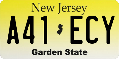 NJ license plate A41ECY