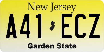 NJ license plate A41ECZ