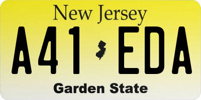 NJ license plate A41EDA