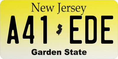NJ license plate A41EDE