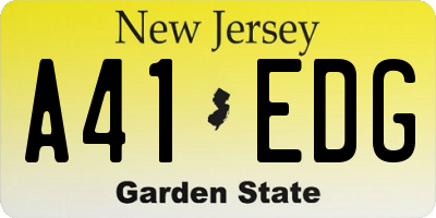 NJ license plate A41EDG