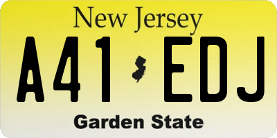 NJ license plate A41EDJ