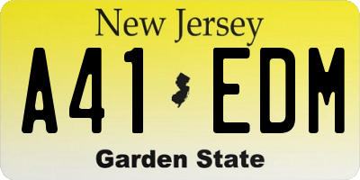 NJ license plate A41EDM