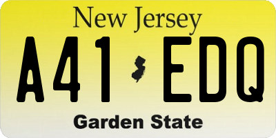 NJ license plate A41EDQ