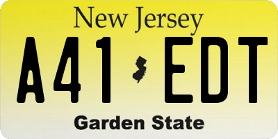 NJ license plate A41EDT