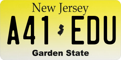 NJ license plate A41EDU
