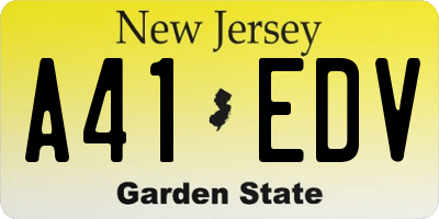 NJ license plate A41EDV