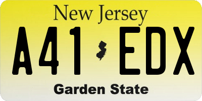 NJ license plate A41EDX