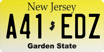 NJ license plate A41EDZ