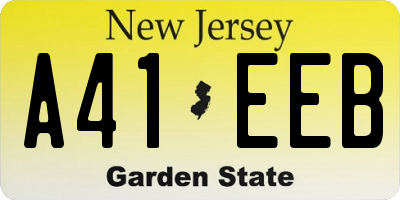NJ license plate A41EEB