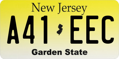 NJ license plate A41EEC