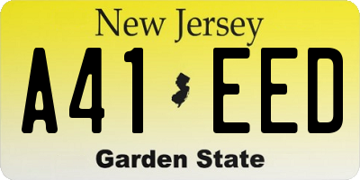 NJ license plate A41EED